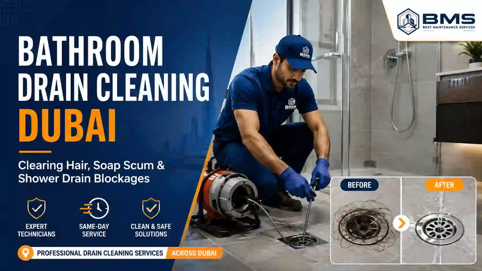 Bathroom Drain Cleaning Dubai: Clearing Hair, Soap Scum and Shower Drain Blockages